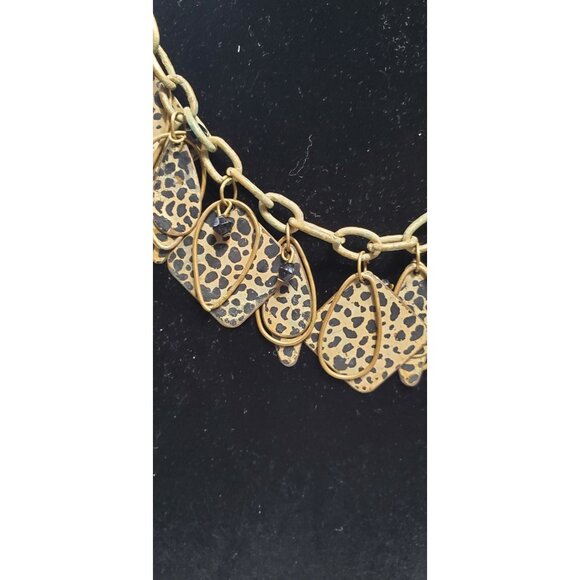 Multi-Layered Leopard Colored Necklace Squares & Teardrop Design Fashion - Picture 2 of 13